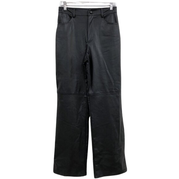 ZARA Black Faux Leather Straight Leg Trousers Womens Size Medium - Picture 2 of 7